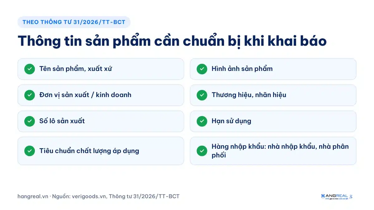 Checklist thông tin sản phẩm cần chuẩn bị khi khai báo VeriGoods