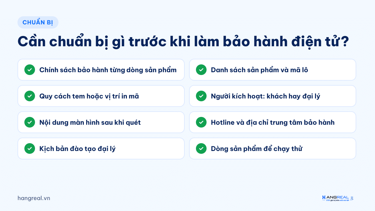Checklist chuẩn bị trước khi triển khai bảo hành điện tử