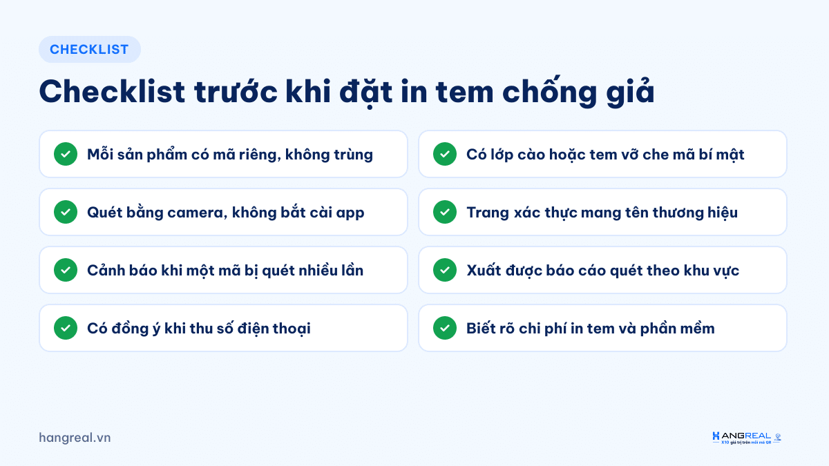 Checklist 8 điểm cần kiểm tra trước khi đặt in tem chống giả